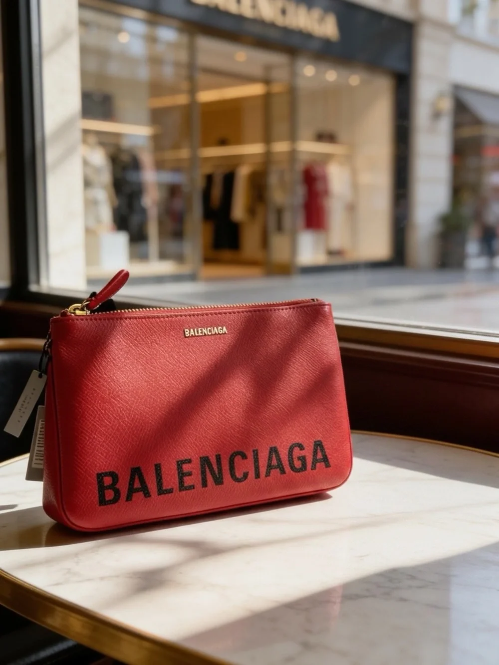 Balenciaga Medium Ville Pouch Clutch – Red – NWOT – 100% Authentic